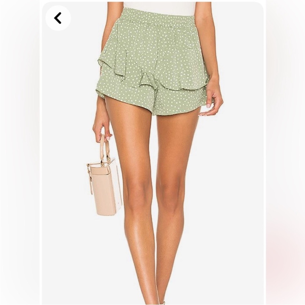 Heartloom High Waist Green Ruffle Shorts